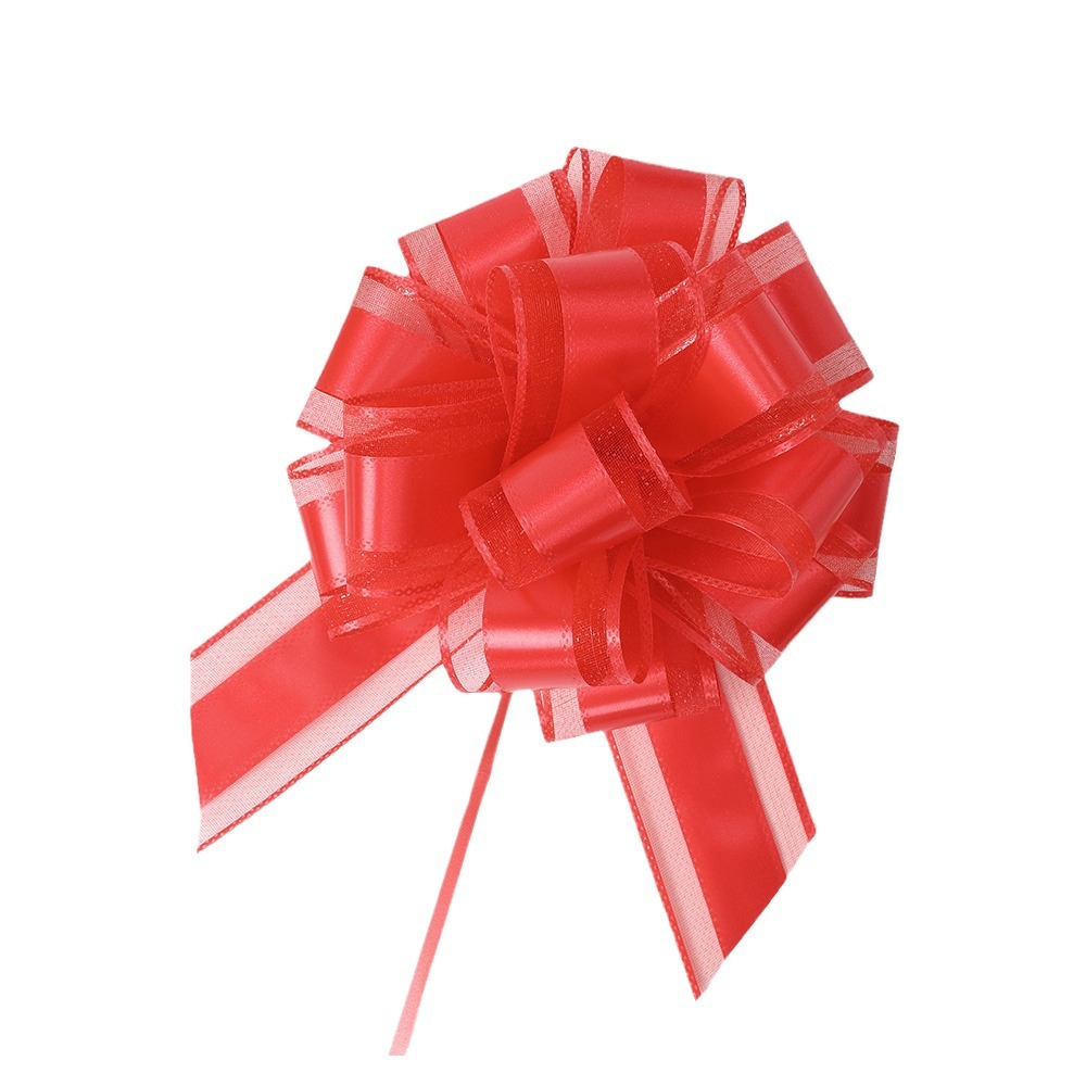 Cross-Border special for 50 double-layer snow gauze simple and elegant natural color three-dimensional spherical hand-pulled flower wedding car Christmas New Year gift pulled flower