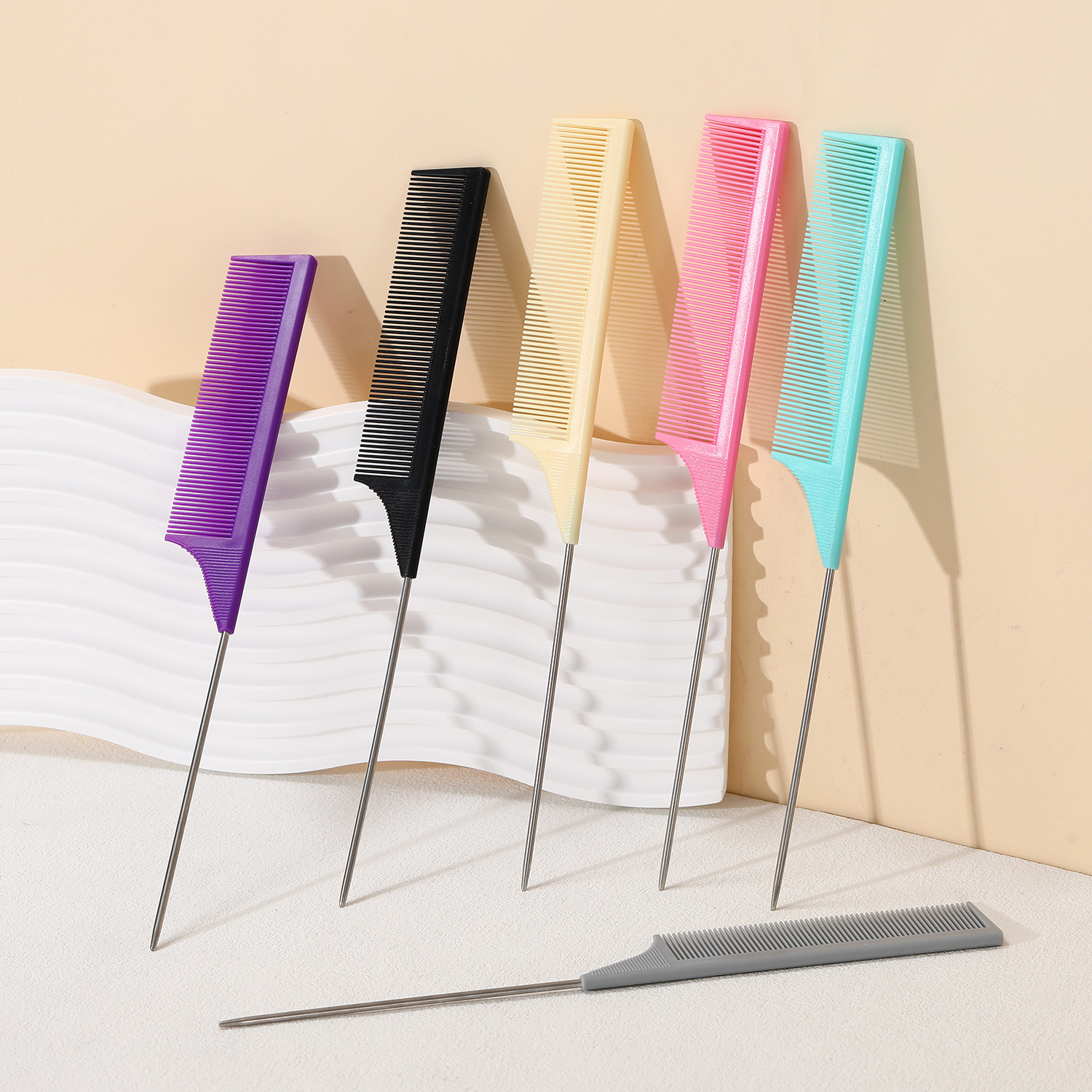 Перекрестный гребень из нержавеющей стали с заостренным концом, для укладки волос, разделения, стальной иглы, длинные зубцы, косметический гребень