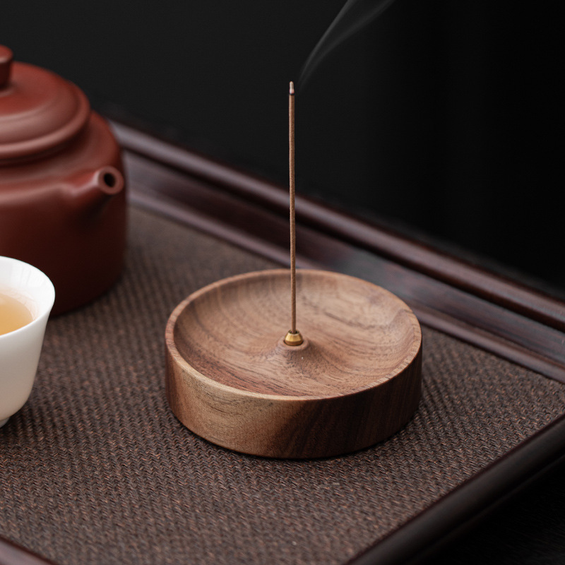 North American black walnut wood incense thread incense agilawood new Chinese solid wood Zen round incense base home incense