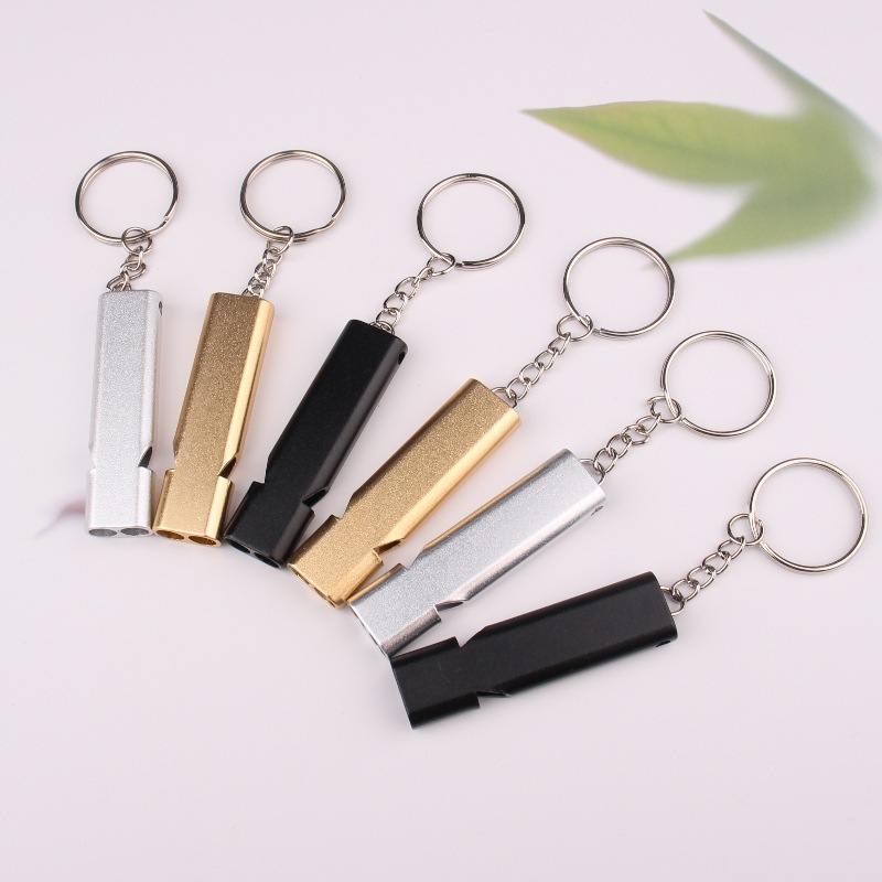 Outdoor Survival Emergency Aluminum Alloy Dual-Frequency Survival Whistle Pigeon Whistle Referee Whistle Double-Tube Aluminum Alloy Survival Whistle