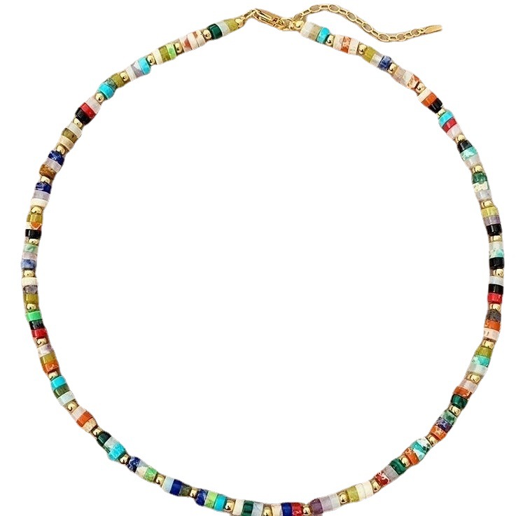 Natural Color Gem Gold Doudou White Baihe Same Style European and American Clavicle Chain Necklace Necklace Jewelry Women's Good Matching