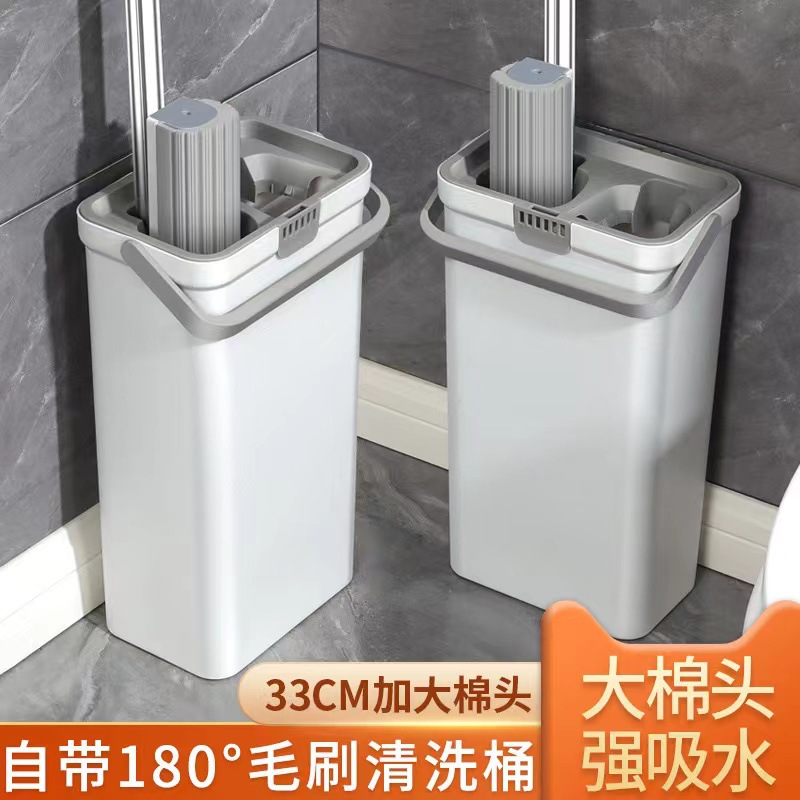 Rubber cotton scraping mop hand-free flat mop household lazy mop squeeze water mop bucket manufacturers wholesale