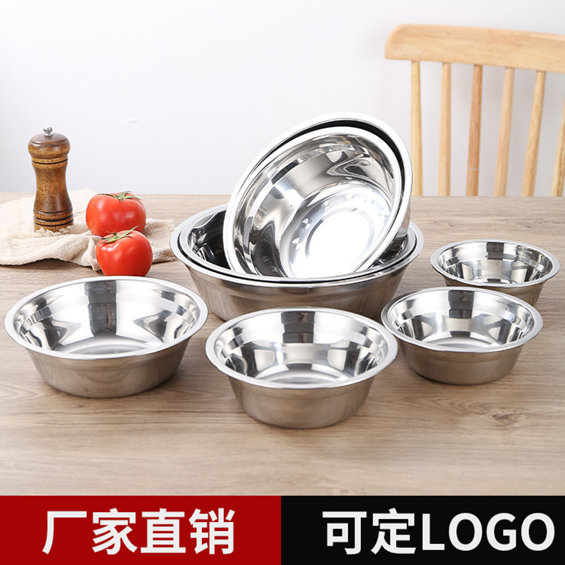 304 Food Grade Stainless Steel Basin with Magnetic Non-magnetic Thickened Soup Basin Household Soup Bowl Stall Supply Vegetable Washing Washbasin