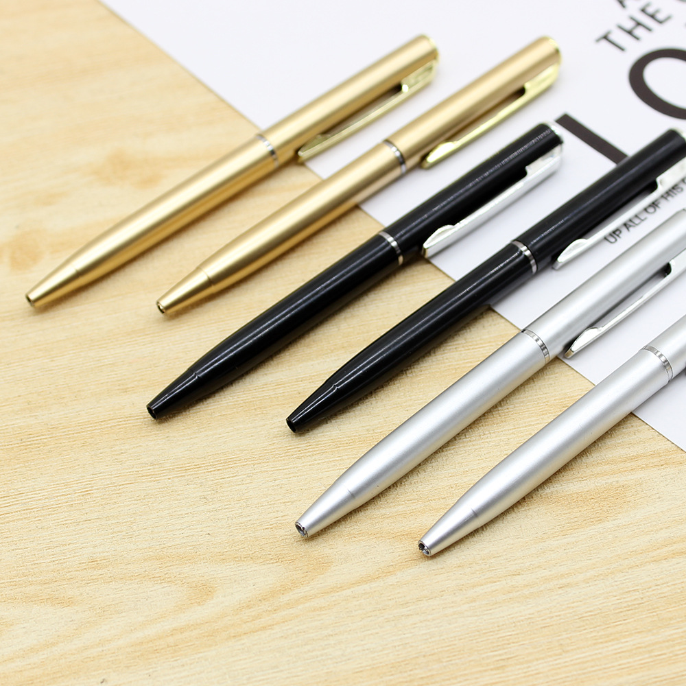 Short 10cm Small Ballpoint Pen Rotating Mini Small Xihua Gold Silver Short Pen with Notebook Gift Ballpoint Pen