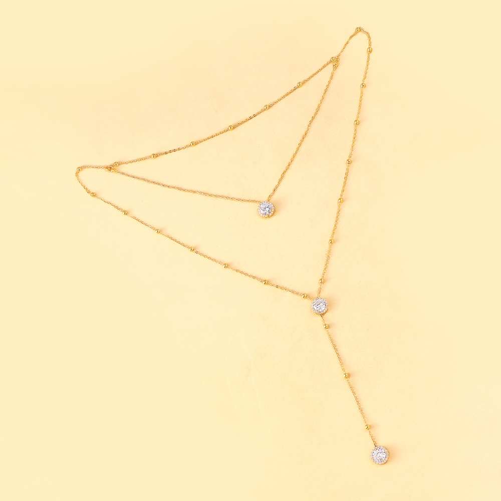 Cross-Border Popular Double-Layer Back Chain Simple Elegant Bridal Wedding Dress Backless Rhinestone Back Chain Back Chain