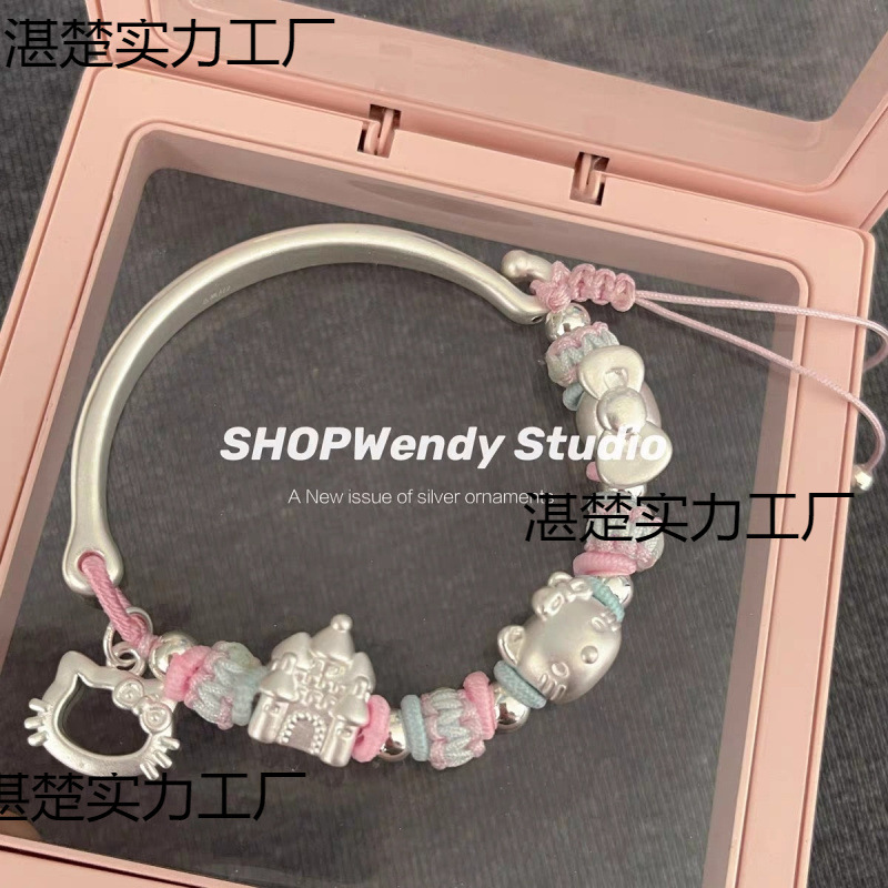 Магазин Уэнди | серебро 99 милый мультяшный котенок замок бантик плетеный браслет регулируемый TYmy