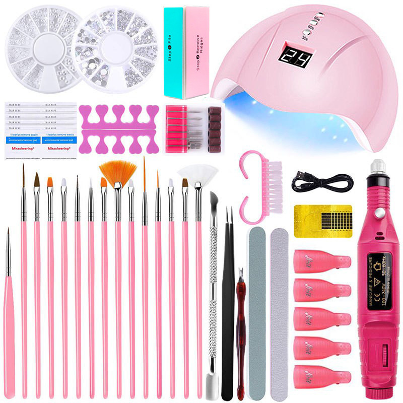 Cross-Border Amazon Hot-Selling Manicure Tool Set, Manicure Lamp, Grinder, Nail File, Painted Pen, Manicure Set
