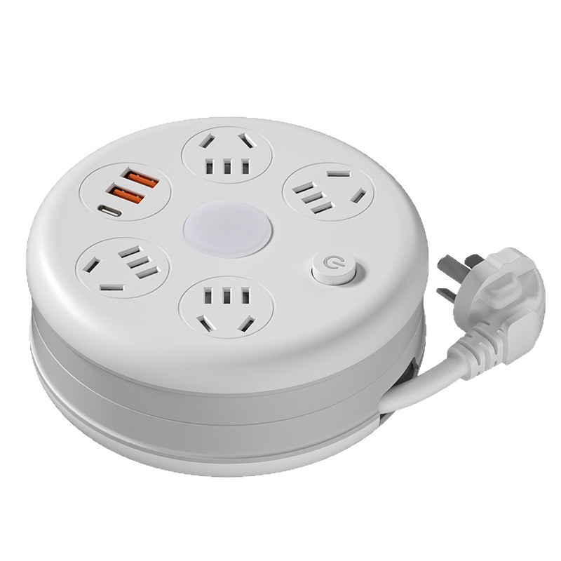 Round Rectable Socket Multifunctional Telescopic Plug Dormitory Plug Board USB Plug Plug Household Plug Board Cable