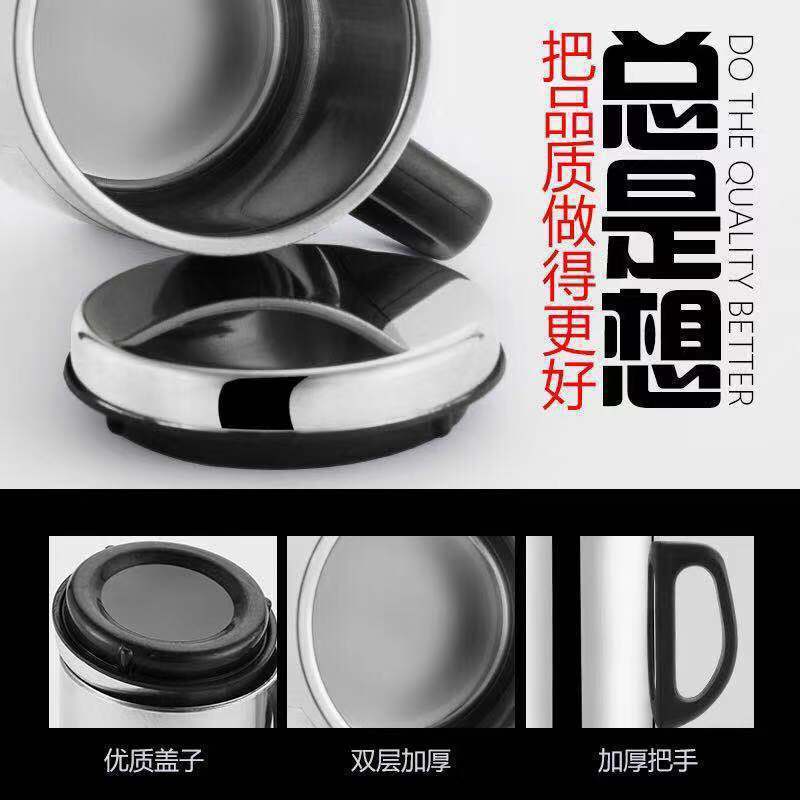 Double-layer stainless steel heat insulation anti-scalding mouth cup with handle and lid water cup mug school factory office water cup