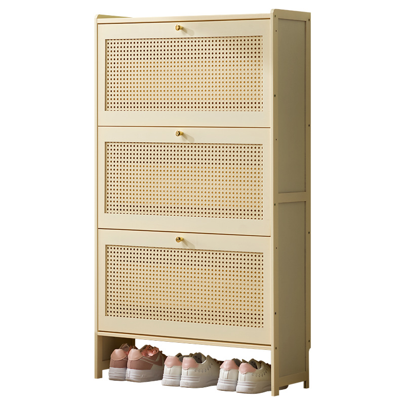 Cream Style Ultra-thin Tipping Shoe Cabinet Household Doorway Indoor New 2024 Explosive Home Entrance Cabinet Integrated Shoe Rack