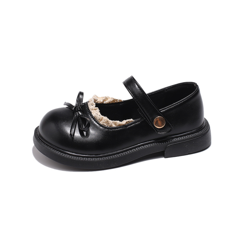 Girls Princess Shoes 2025 Korean Style Autumn New Style Children's Style Leather Shoes Soft Sole Children's Bow Shoes