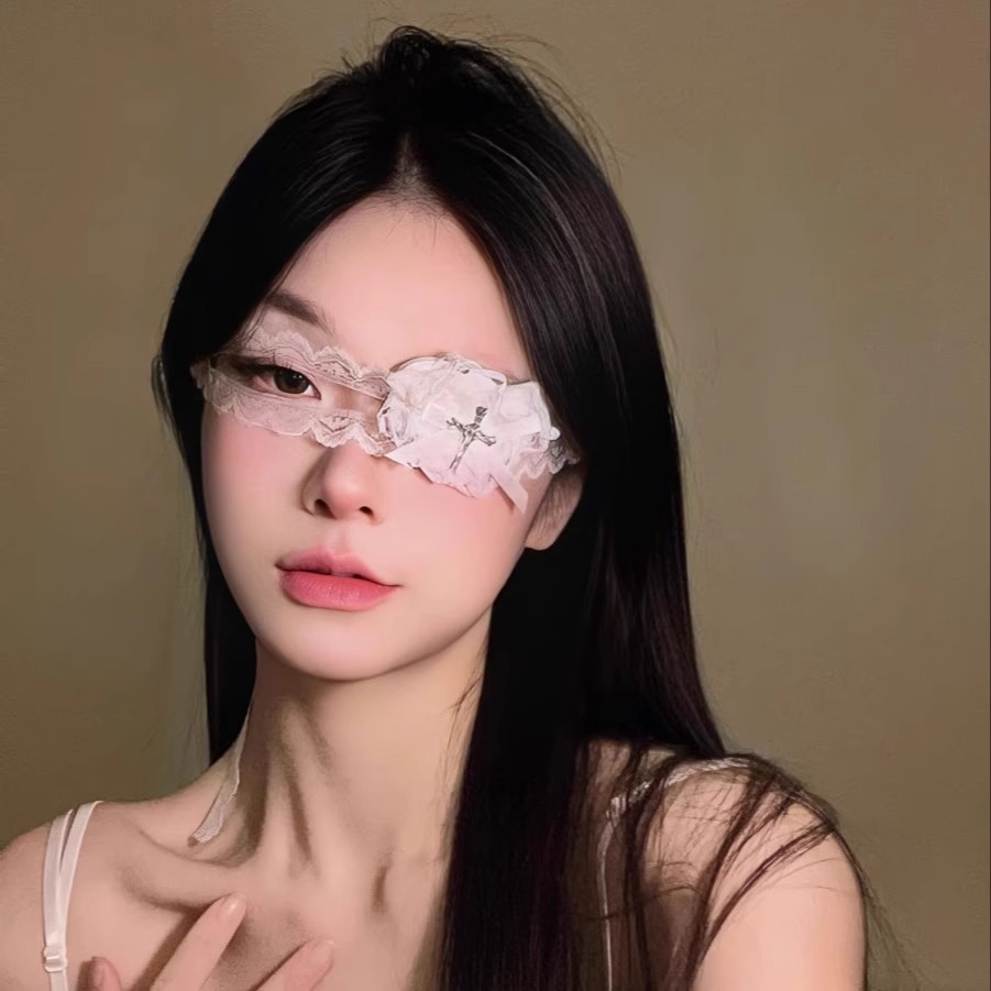 Halloween Nuns Eye Mask Cos Props Lolita Headwear Lace Mask Dark Wind Hair Accessories Ambience Sense Decoration