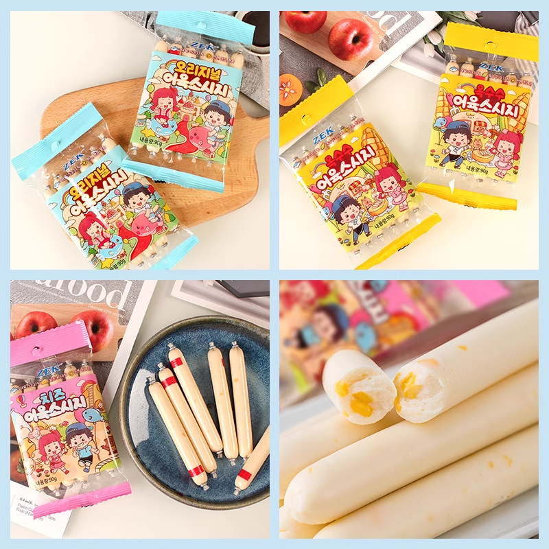 ZEK Cheese Cod Sausage 7 Packs South Korea Imported Snack Children's Breakfast Food Corn Cod Sausage 105g