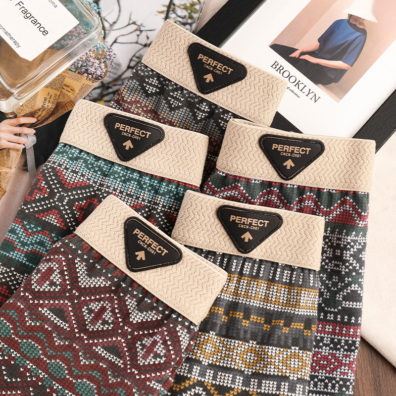 Chinese Retro Underwear Women's Cotton New Antibacterial Crotch Girls' Boxer Briefs Ethnic Style Breathable Mid-Waist Shorts