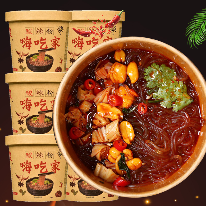Hot and sour powder barrel Chongqing authentic instant noodles instant noodles whole box instant sweet potato vermicelli wide flour rice noodles wholesale generation