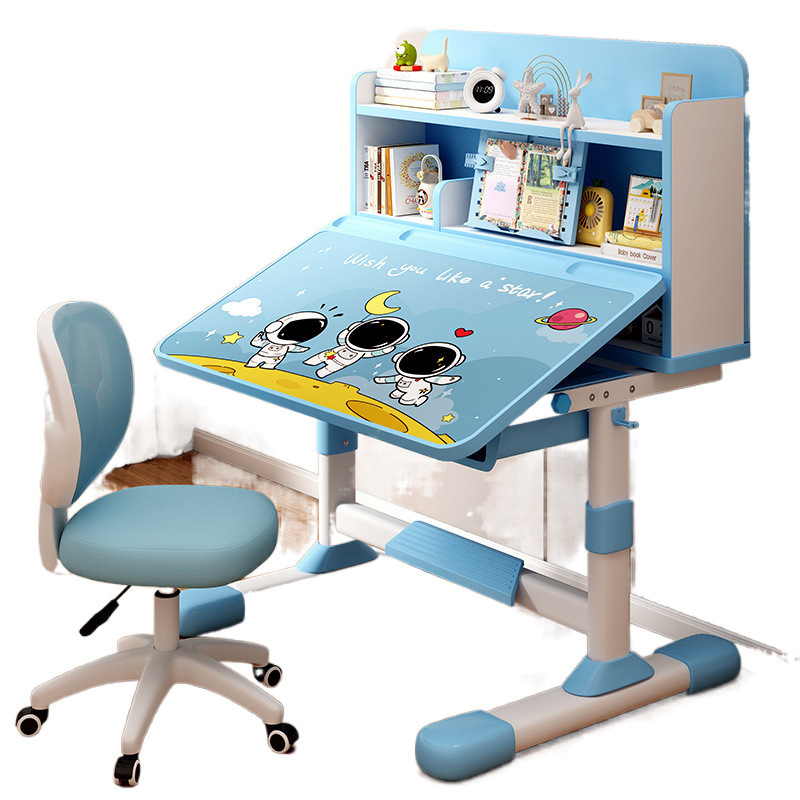 Study Complete Set of Desks, Children's Study Table, Writing Chair, Primary School Student Writing Home Lift Desk, Correcting Sitting Posture Table