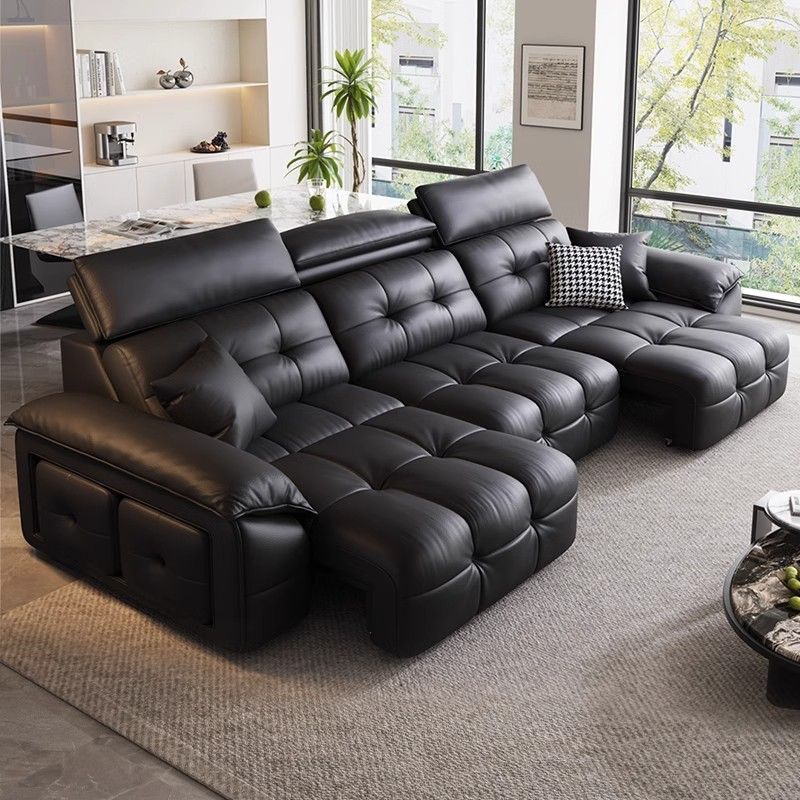 New Lawrence Zero Wall Retractable Electric Functional Sofa Italian Minimalist Living Room First Layer Cowhide Sofa Bed