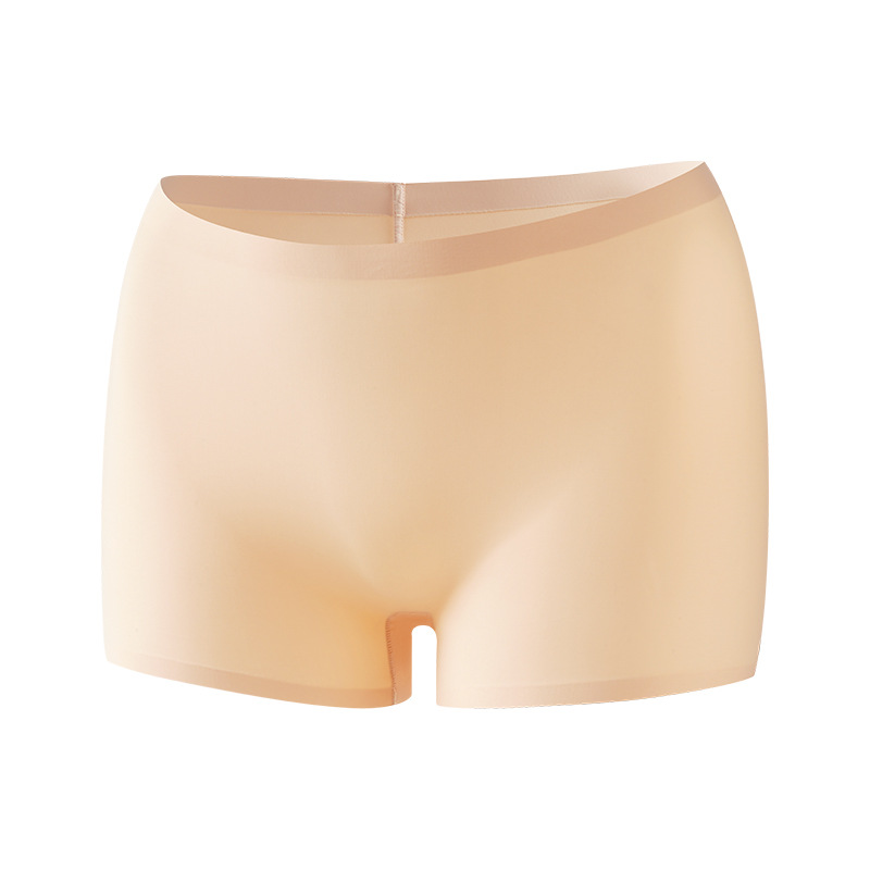 Ice Silk Safety Shorts Anti-Exposure Seamless Mid-Waist Pure Cotton Antibacterial Crotch Anti-Pinch Women's Three-Point Boxer Shorts Leggings