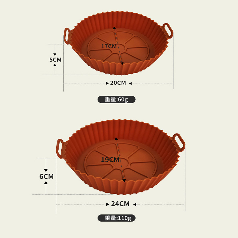Air Fryer Silicone Mat Food Grade Oil-Proof and High Temperature Resistant Round Microwave Oven Foldableing Baking Pan Fryer Silicone Baking Pan