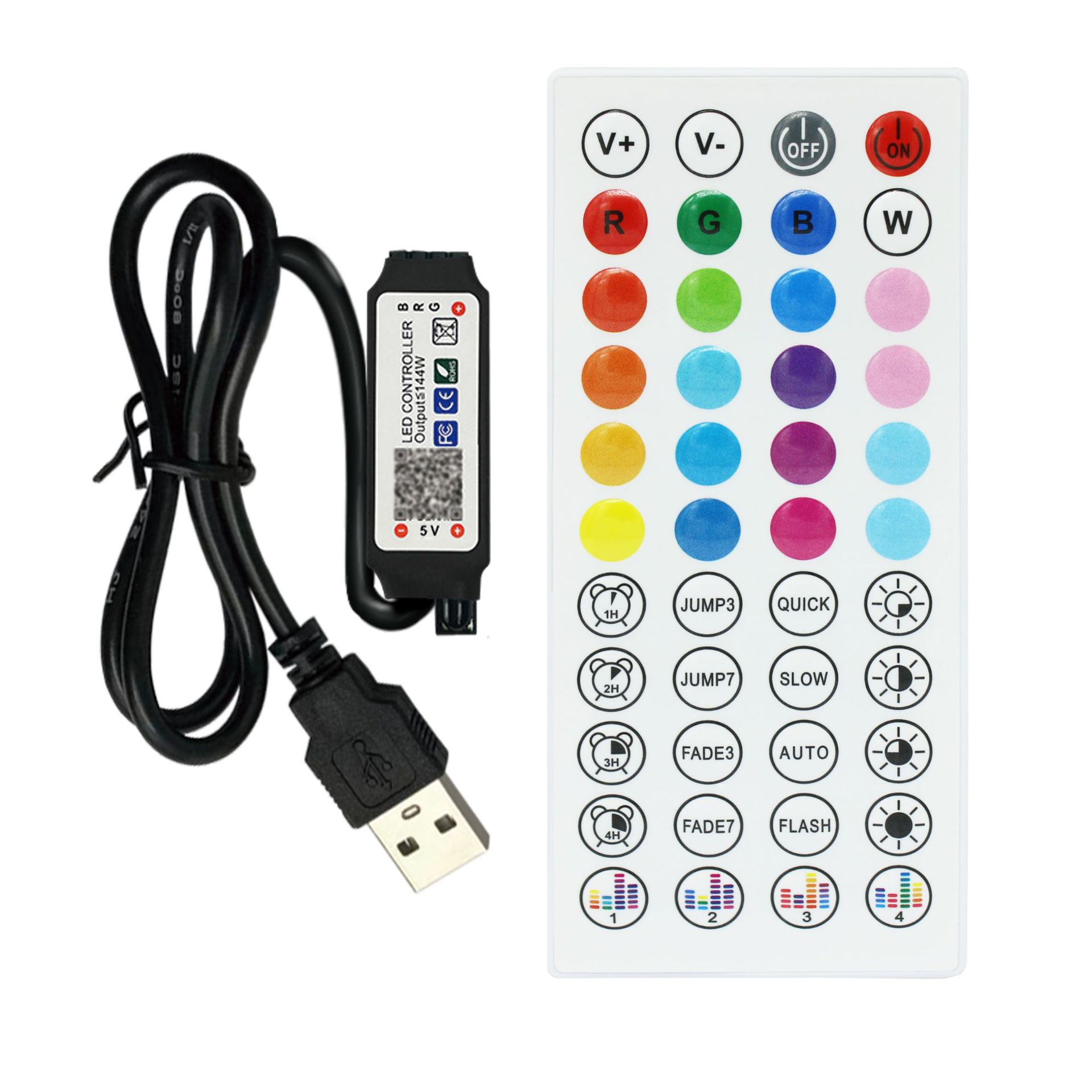 LED light with 44 key infrared bluetooth lotus lamp controller wireless pickup rgb light bar 5v dimmer