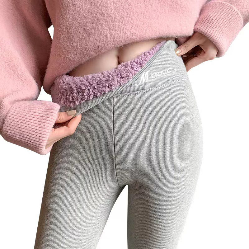 Winter Thickeneded Cloud Velvet Leggings for Women's Outer Wear New High-Waist Embroidered Threaded Cotton Pants Fleece-Lined Thickeneded Warm Pants