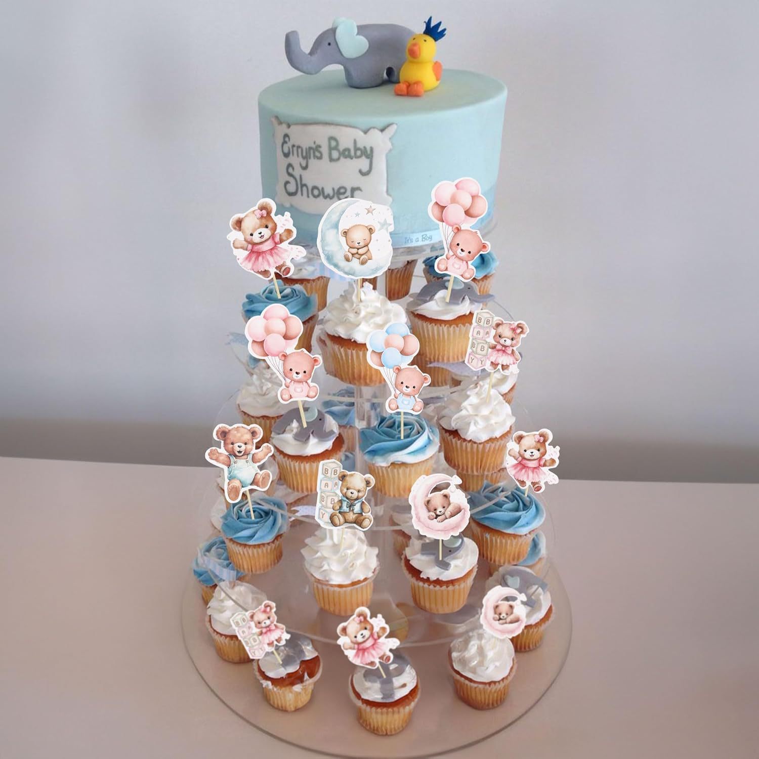 Cartoon Bear Children's Birthday Party Card Baby Shower Creative Cupcake Jungle Animal Theme Decoration