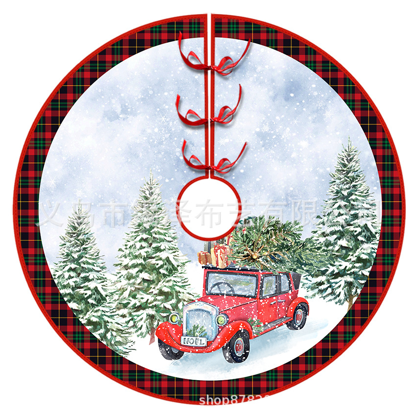 New Cross-Border Christmas Tree Skirt Tree Apron Creative Exquisite Print Christmas Decorations Wholesale