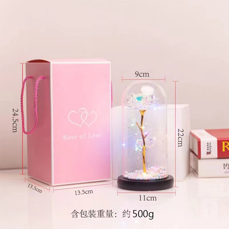 Glass Lampshade Eternal Flower Rose Christmas Thanksgiving Gold Foil Flower Valentine's Day Gift Box Chinese Valentine's Day Cross-border