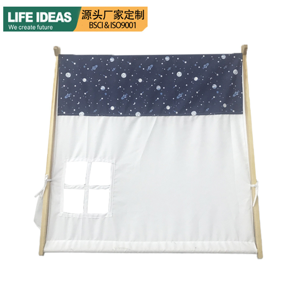 Manufacturers Custom Baby Toy Crawling Small Tent Window Canvas Wooden Frame Triangle Tent Kidsren's Indoor