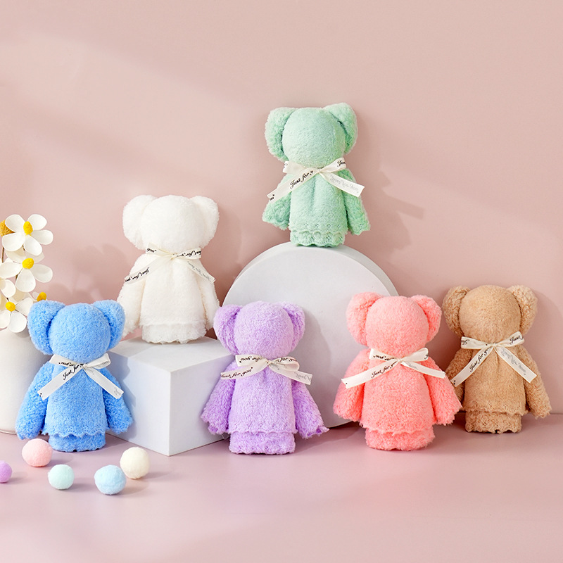 Bear Towel Coral Velvet Pineapple Plaid Souvenir Towel Logo Wedding Return Gift Opening Small Gift Towel Wholesale