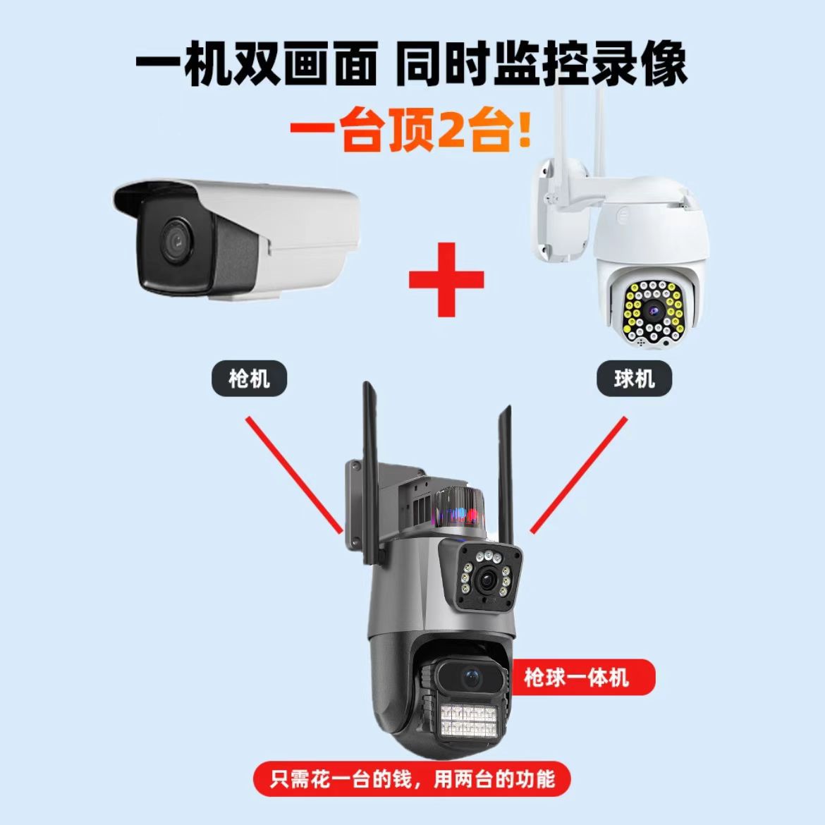 IcseeP11 cross-border binocular linkage WiFi surveillance camera dual lens dual screen wireless network camera