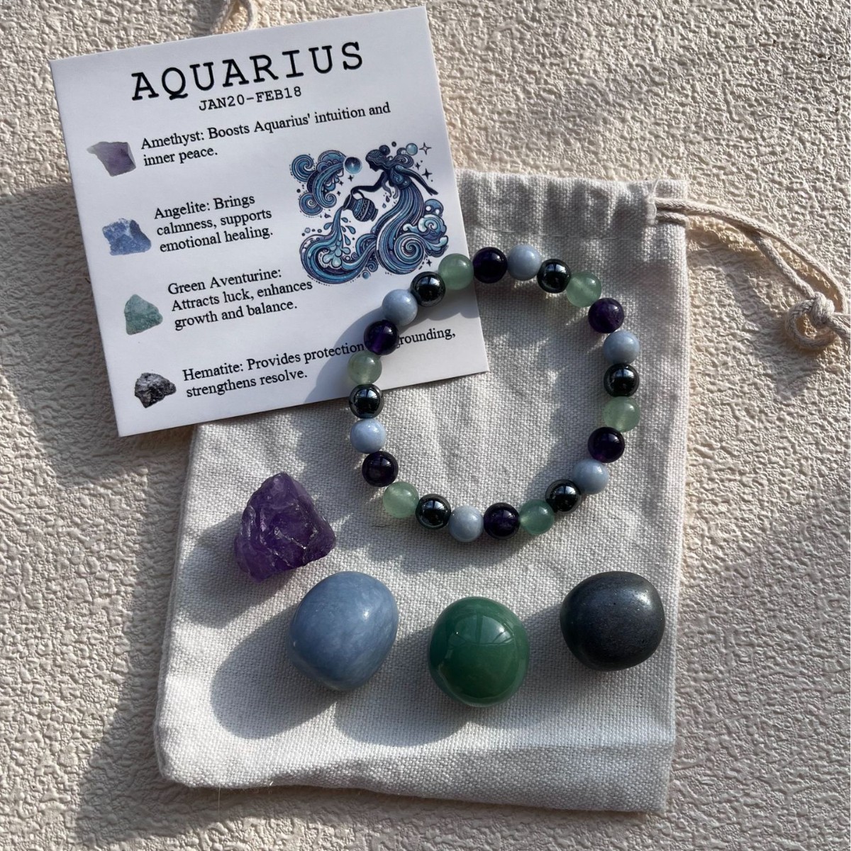 Cross-border New Hot Sale Twelve Constellation Crystal Raw Stone Rolling Stone suit Natural Crystal Twelve Constellation Bracelet