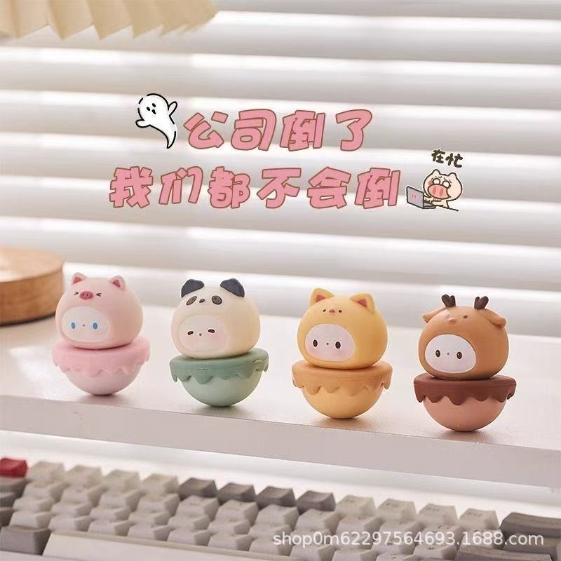Cute Roly-Poly Toy to Heal Emotions, Small Ornament for Office Desk Decoration, Stress-Relief Gadget for Workstations, Gift for Girls