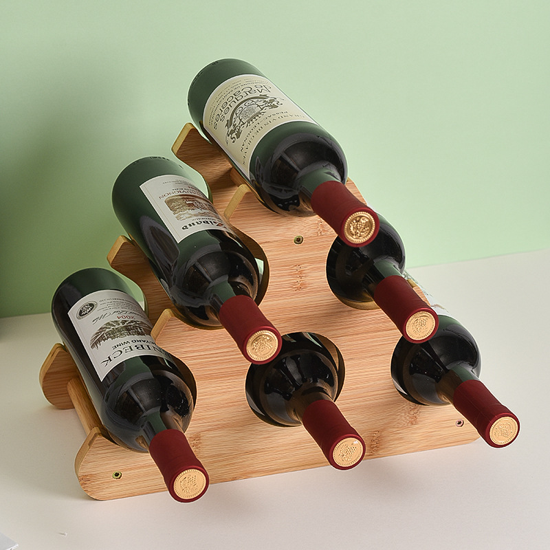 Factory wholesale bamboo wine rack triangle bamboo wine rack creative household wine rack bamboo wine bottle rack