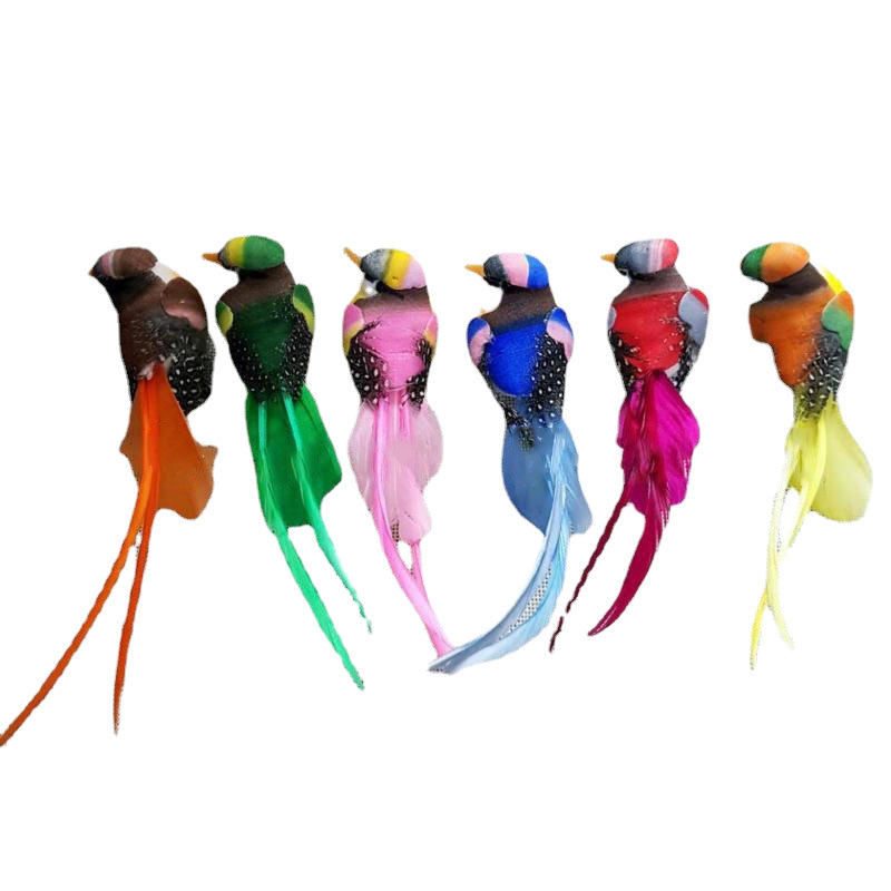 14cm clip six-color pearl hair imitation bird feather decoration bird