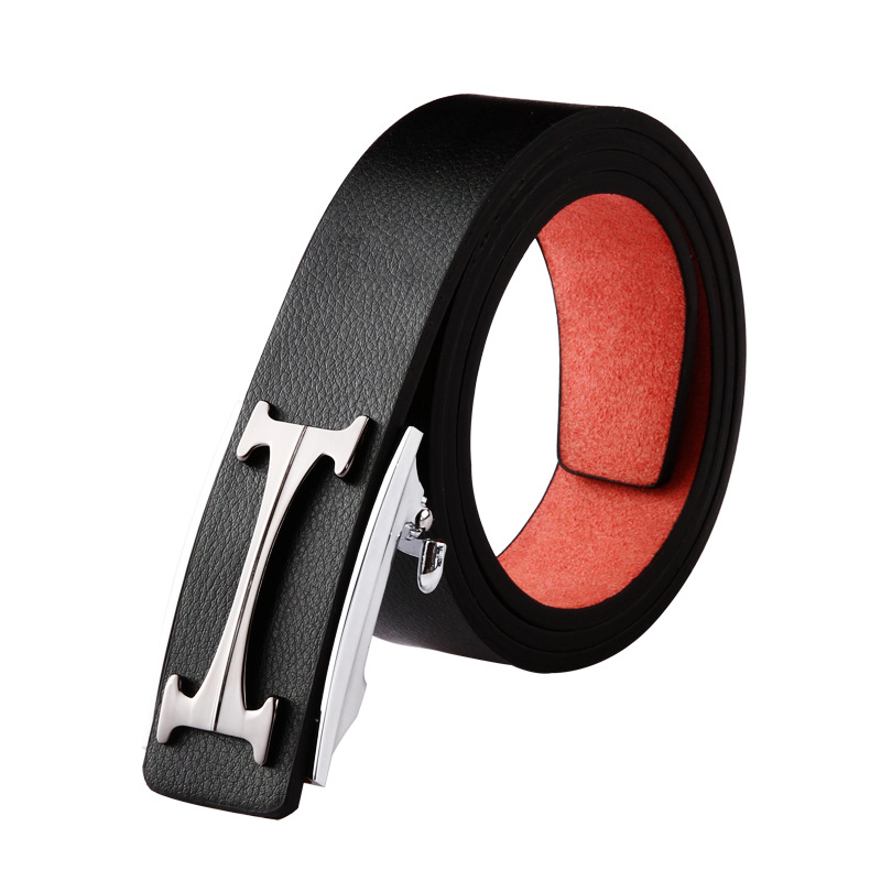 New men's belt toothless non-porous inner wear automatic buckle smooth buckle trouser belt business casual Korean belt wholesale