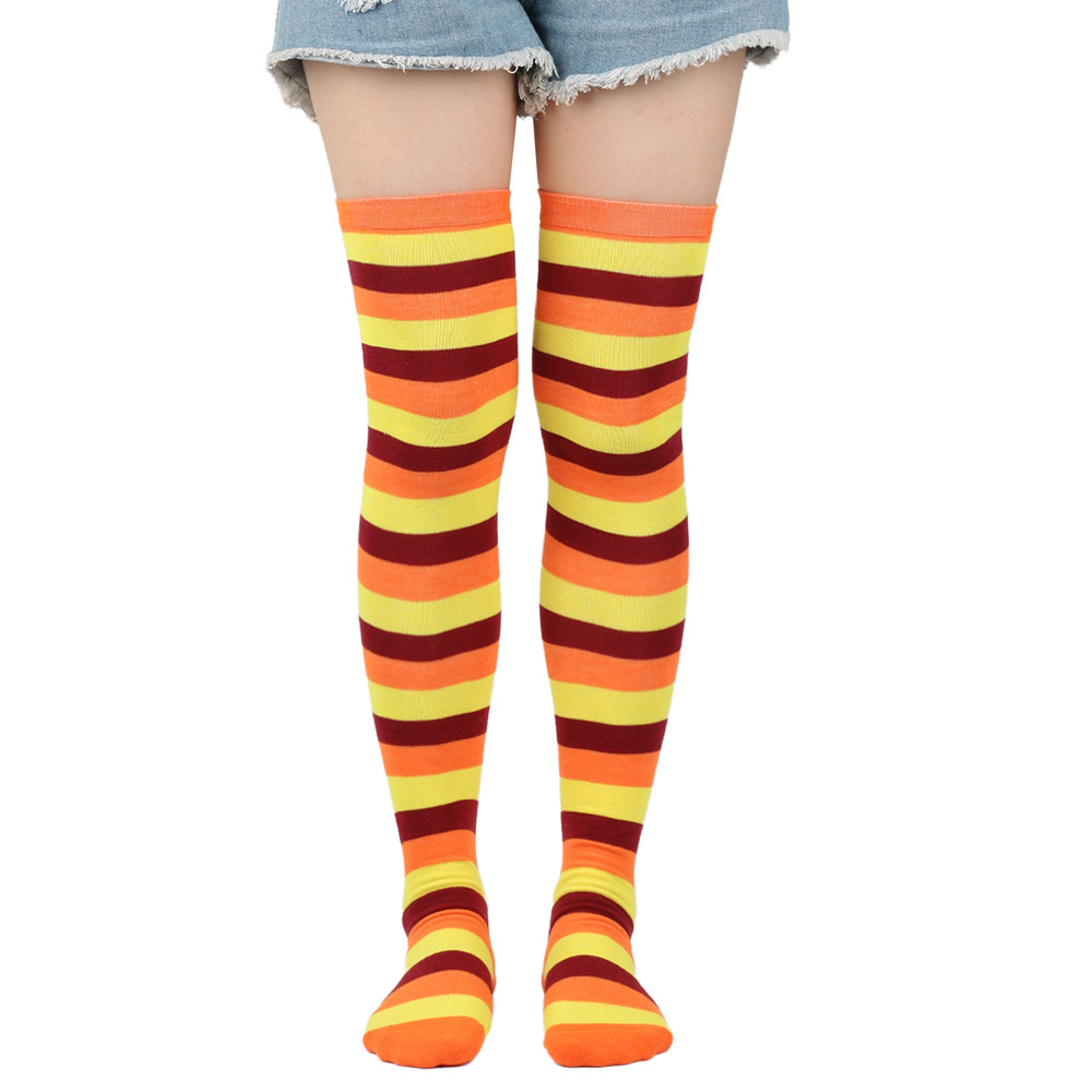 Christmas Socks Stripesd Thigh Socks Women's Stockings Japanese Style Stockings over the Knee Socks Halloween Cosplay Party Socks