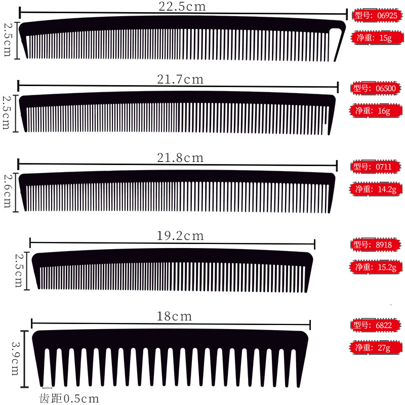 Manufacturer Supplies Tony Cover Pointed Tail Comb Wide Tooth Comb Dense Tooth Comb Double-Sided Special Styling Plastic Hairdressing Comb