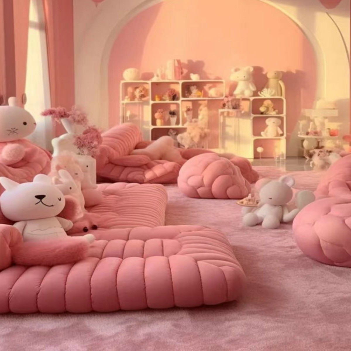 Rabbit Fur Living Room Bedroom Thickened Carpet Full of Cute Dopamine Bedside Blanket Home Girl Pink Room Carpet