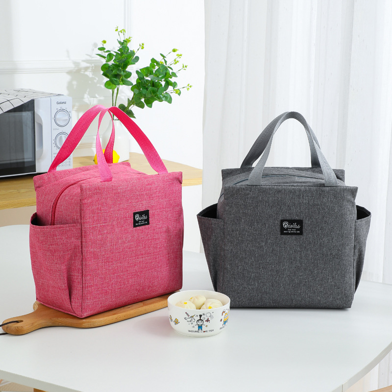 Cross-border portable double-pocket insulated lunch bag aluminum foil thickened insulated lunch bag lunch bag lunch box insulated bag