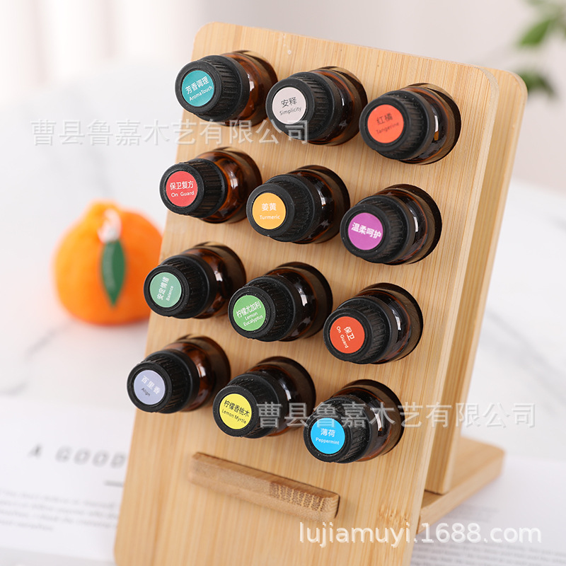 In-Stock Doterra Display Stand 12-Slot Essential Oil Rack Desktop Dispensing Bottle Display Detachable Bamboo Wood Rack Direct from Manufacturer