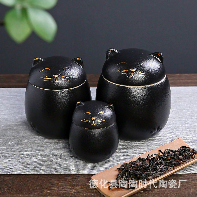Банки для чая с фигурками удачливого кота, герметичная банка для хранения чая, большая банка, портативная банка для домашних животных