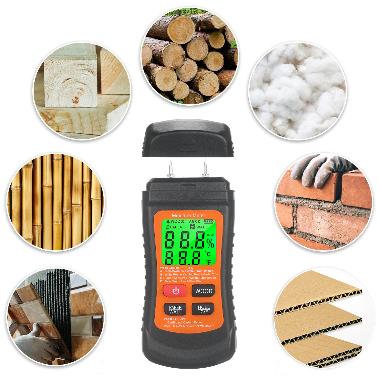 in stock Direct Supply Wood Moisture Tester Cement Brick Moisture Tester Cardboard Moisture Meter Wood Moisture Meter