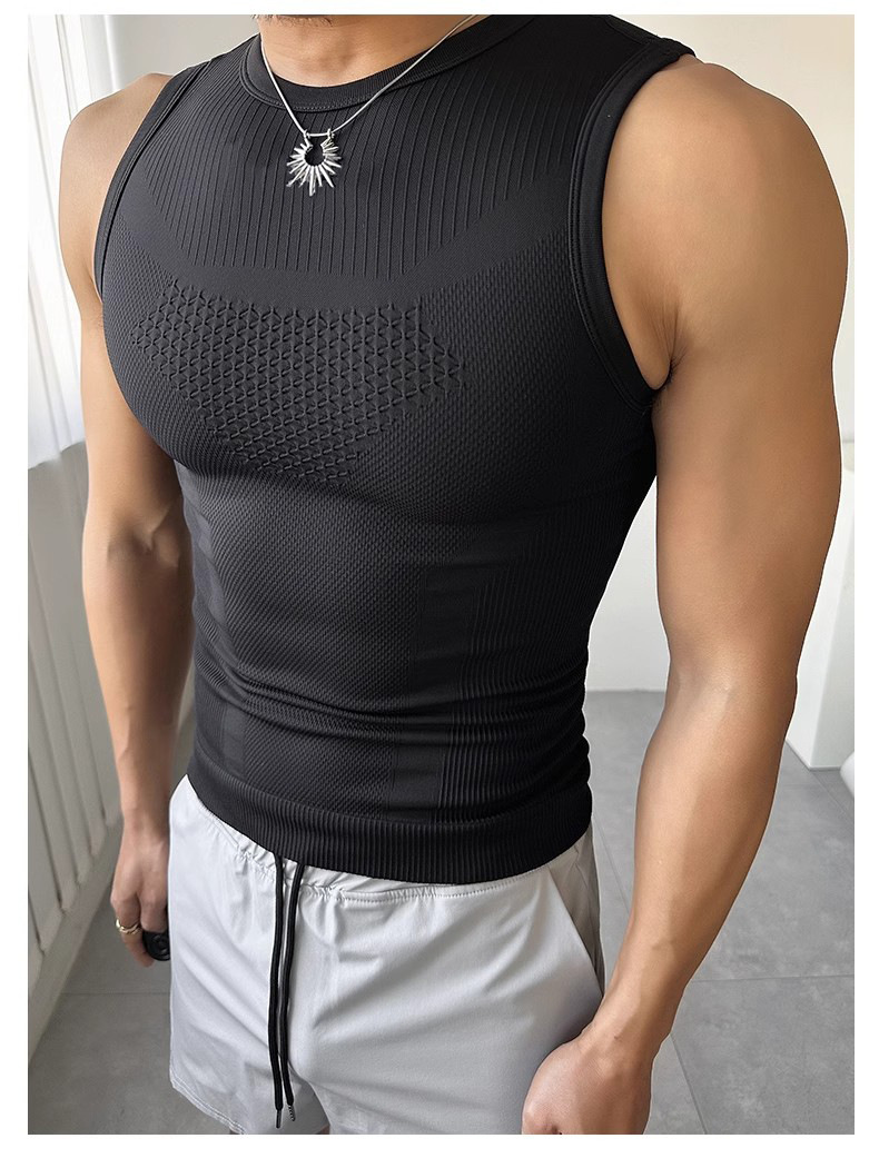 Summer Men's Sleeveless Waistcoat Fitness Sports Vest Seamless High Elastic Breathable Sweat-wicking Quick-drying Outdoor Tight Top