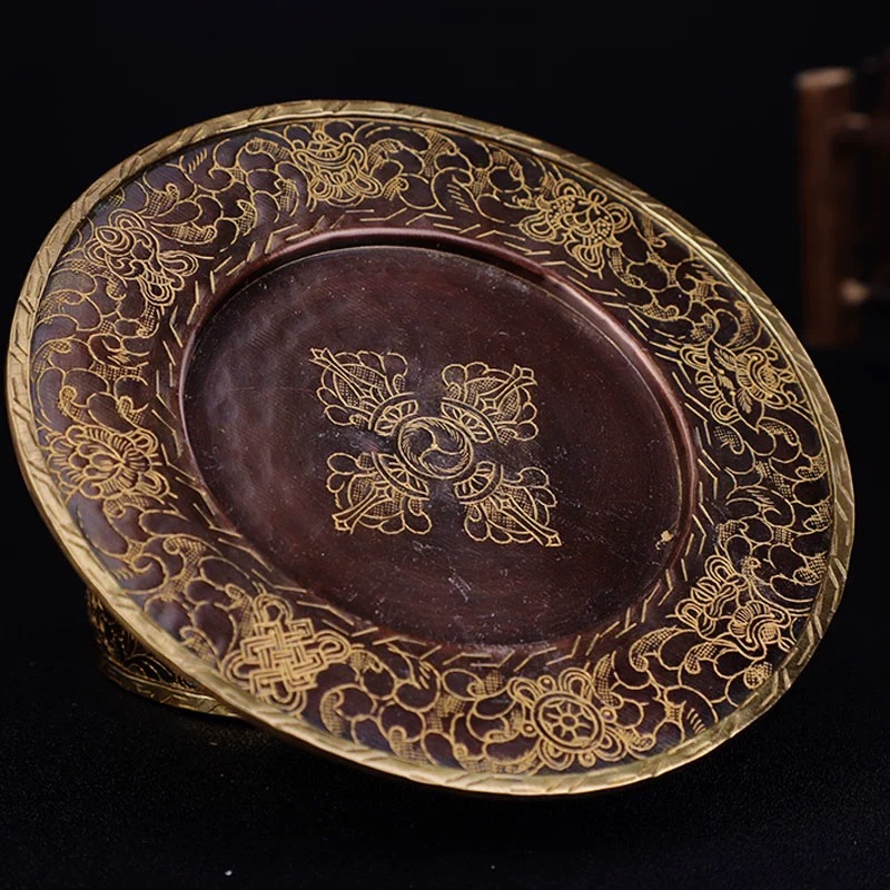Xizang Supplies Nepal Imported Copper Gold Plated Handmade Carved Manzaman Tea Luo Home Supplies Thick