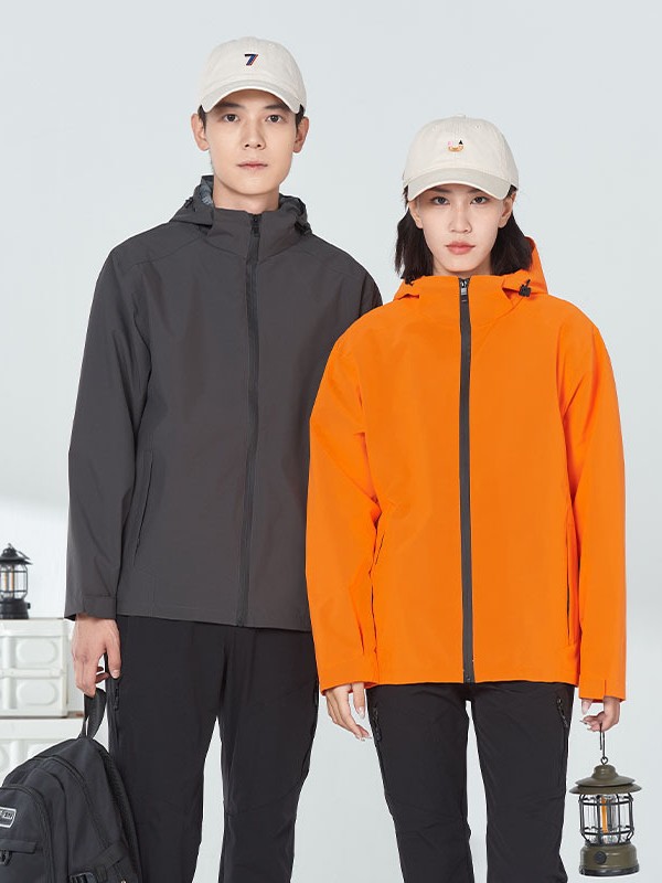 Solid Color Jacket with Custom Printed Logo, Outdoor Windproof Three-In-One Jacket for Men and Women, Custom Printed Thickeneded Work Clothes