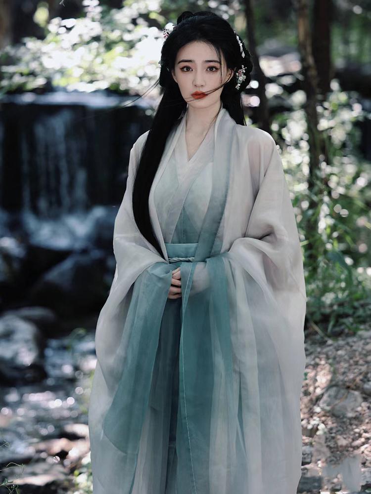 Ханфу Ху Лю женский стиль династий Вэй Цзинь южных и северных династий древняя одежда с широкими рукавами и юбкой до талии
