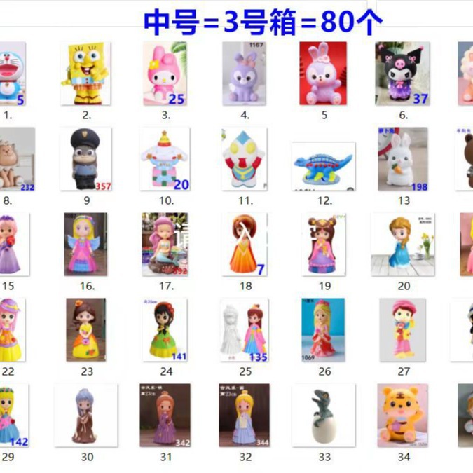 Plaster Doll White Embryo Piggy Bank Hand-Painted Painted Plaster Doll Large, Medium and Small Plaster Doll