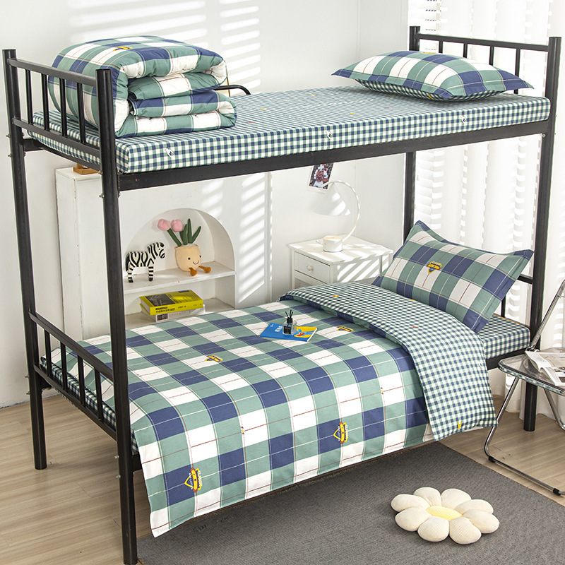 Factory wholesale student dormitory cotton three-piece set of enterprises and institutions quilt quilt cover sheets six-piece bedding