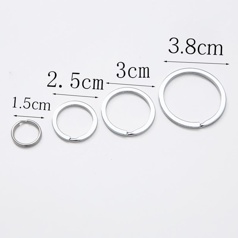 304 Stainless Steel Key Ring Ring Metal Nickel Plated Aperture Flat Ring Car Key Chain Accessories Jewelry Ready Stock